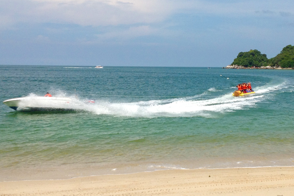 Banana boat:
Be careful not to kick the person in front of you in the head when you fall.