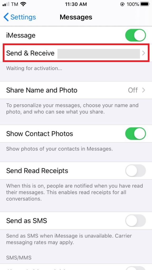 Tap on Send & Receive