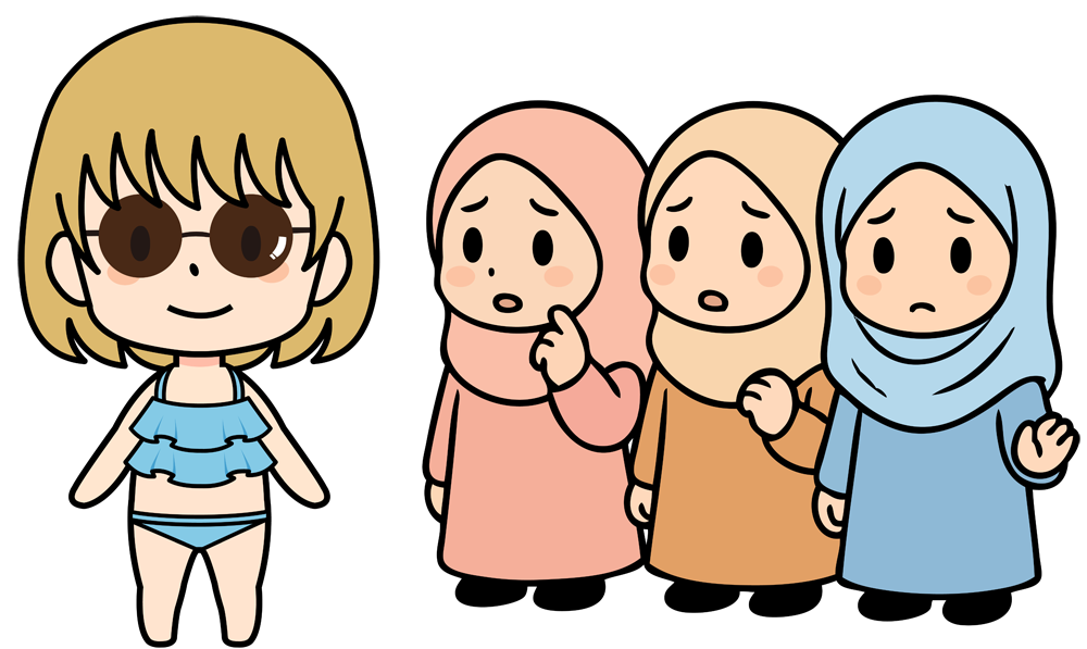 It is a Muslim country, so is it okay to walk around outside in a swimsuit on the island?